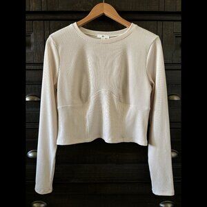 Nordstrom BP Corset Seamed Sweater Ivory Size Large